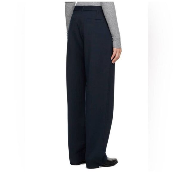 Rag‎ & Bone Irina Ponte Knit Trouser Pants Sz XL Navy Wide Leg High Rise Pleated - Picture 2 of 10